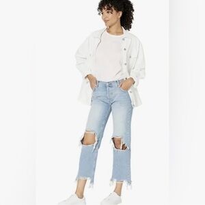 FREE PEOPLE We The Free Denim Mid Rise Waist Distressed Cropped Jeans Size 26